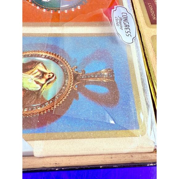 RARE VTG Congress Playing Cards Cel-U-Tone Triple Deck Canasta London Roses - Picture 9 of 12